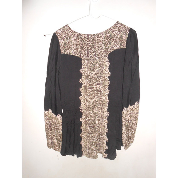 Free People Blouse Womens S Black Wildest Moments Boho Tunic Peasant Cottagecore - Picture 5 of 5